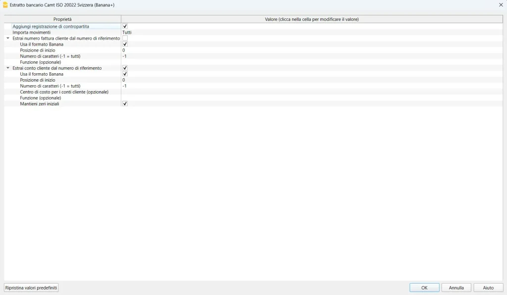 Scarica gli accrediti Camt ISO 20022 dalla banca 1 Impostazioni ISO Banana Gestione Immobiliare